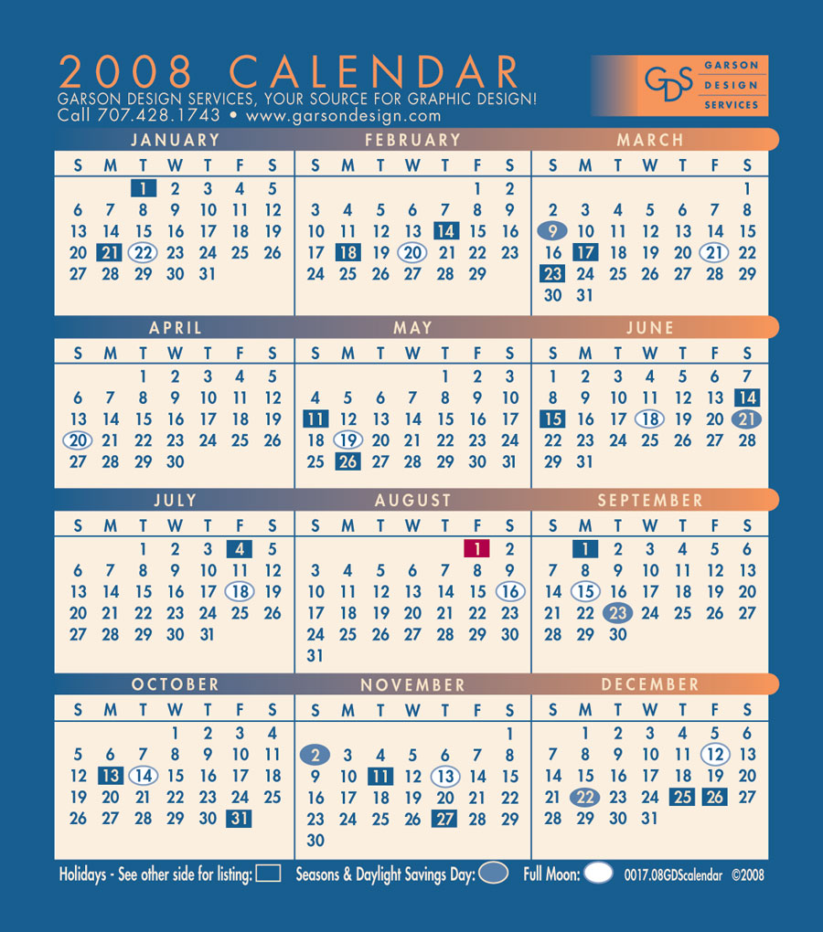 Garson Design Services Calendars Fairfield CA Solano County